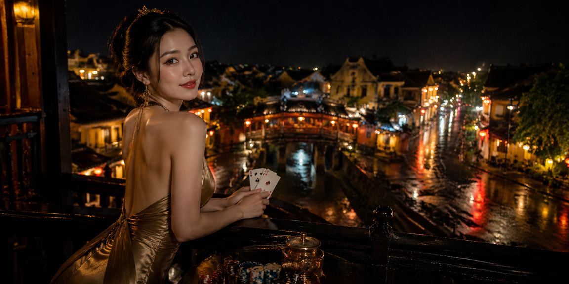 Người chơi bài tại chợ đêm Hội An